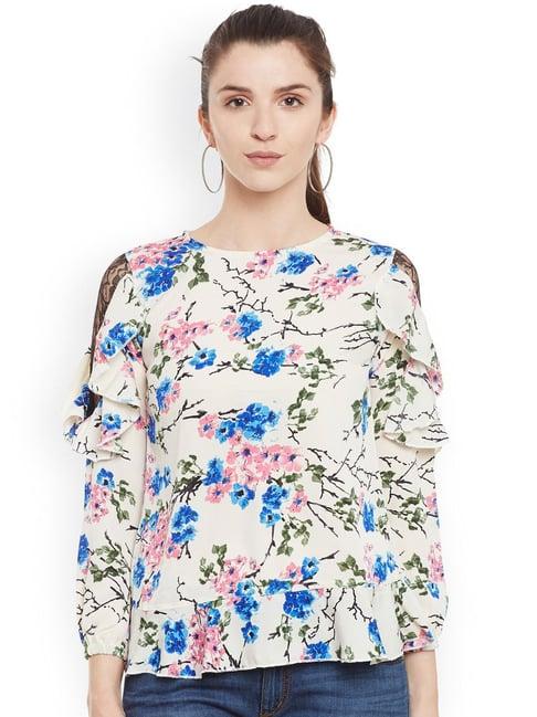 belle fille white floral print top