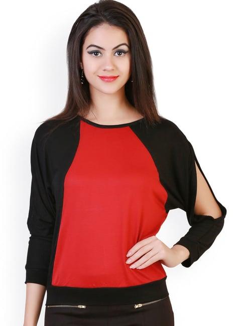 belle fille red & black regular fit top