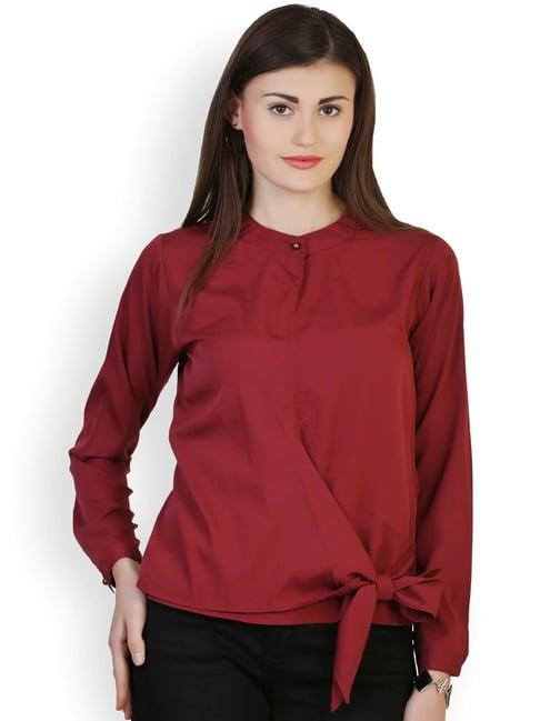 belle fille maroon regular fit top