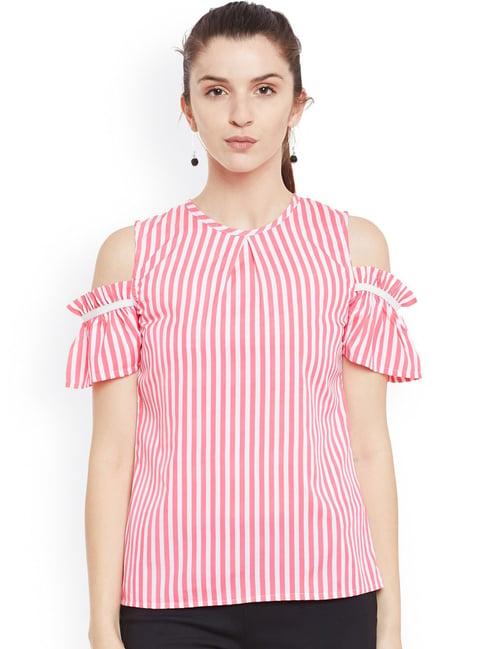 belle fille pink & white striped top