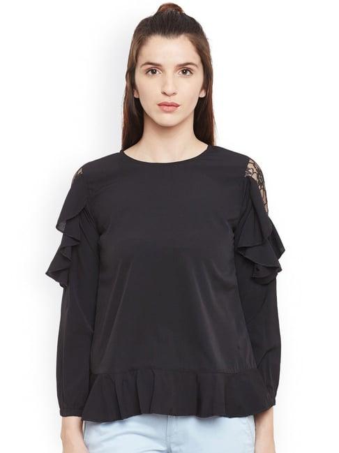 belle fille black regular fit top