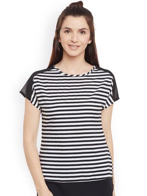 belle fille black & white striped top