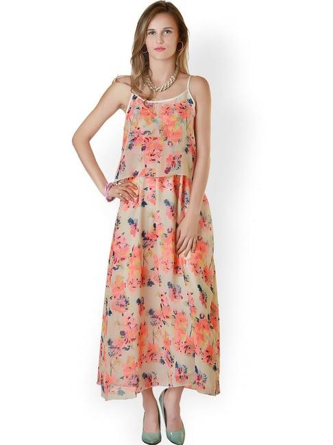 belle fille beige floral print dress