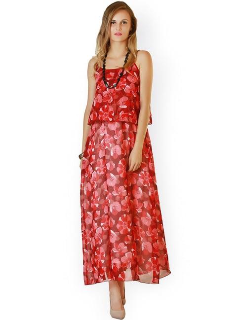 belle fille red floral print dress