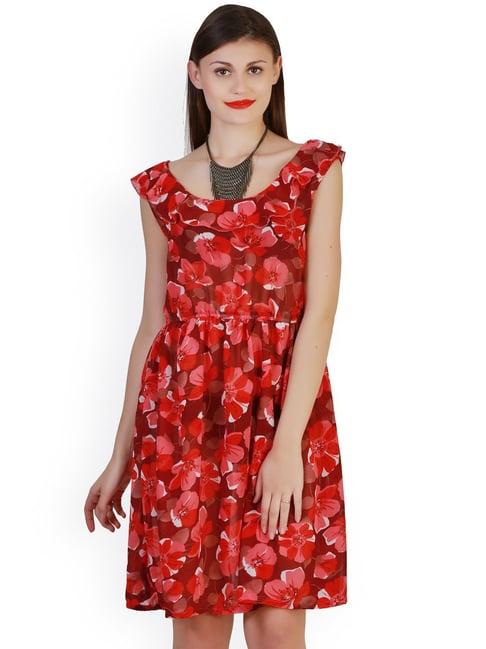 belle fille red floral print dress