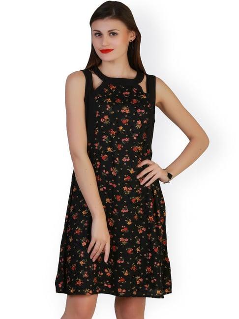 belle fille black floral print dress