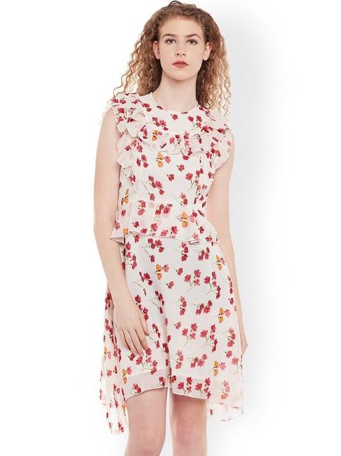 belle fille cream & red floral print dress