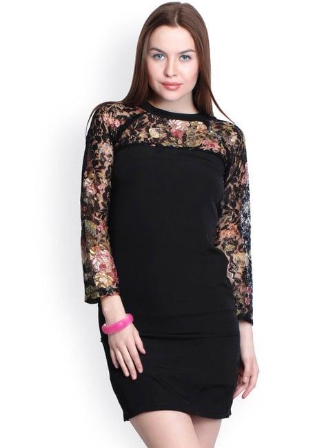 belle fille black floral print dress