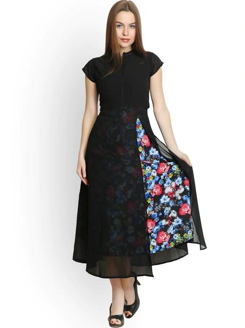 belle fille black floral print dress