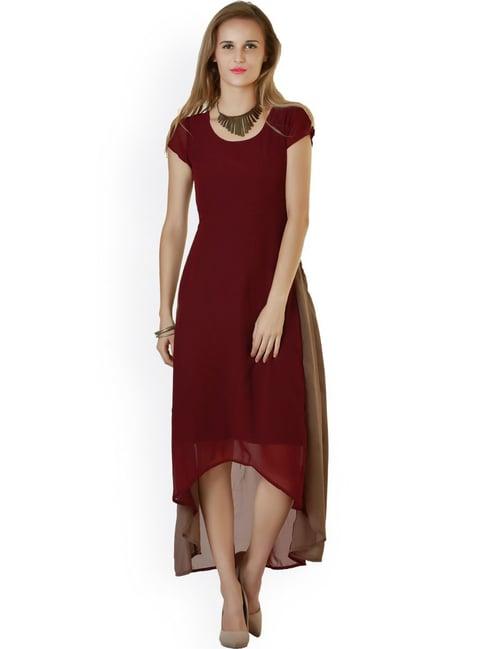 belle fille maroon regular fit dress