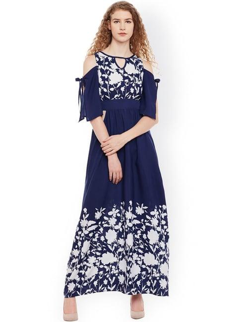 belle fille blue & white floral print dress