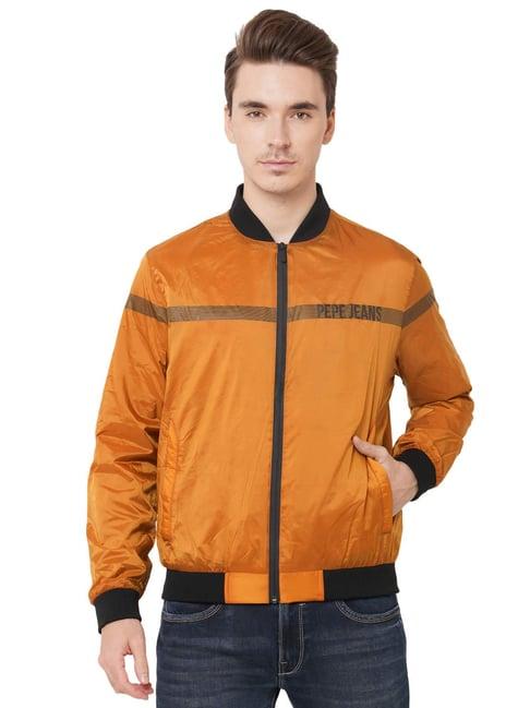 pepe jeans orange regular fit printed jacket