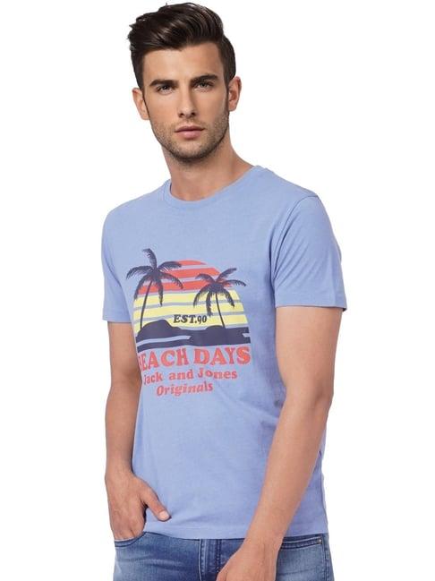 jack & jones blue printed t-shirt