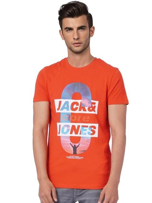 jack & jones orange printed t-shirt