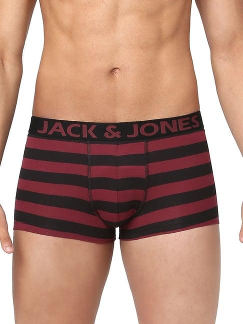 jack & jones maroon & black striped trunks