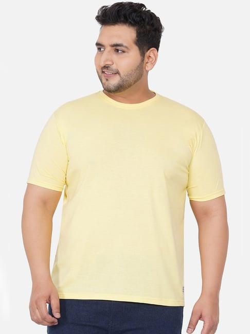 john pride light yellow plus size crew t-shirt