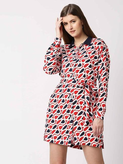 pepe jeans red printed dress