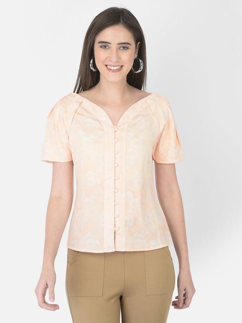 latin quarters peach printed v neck shirt