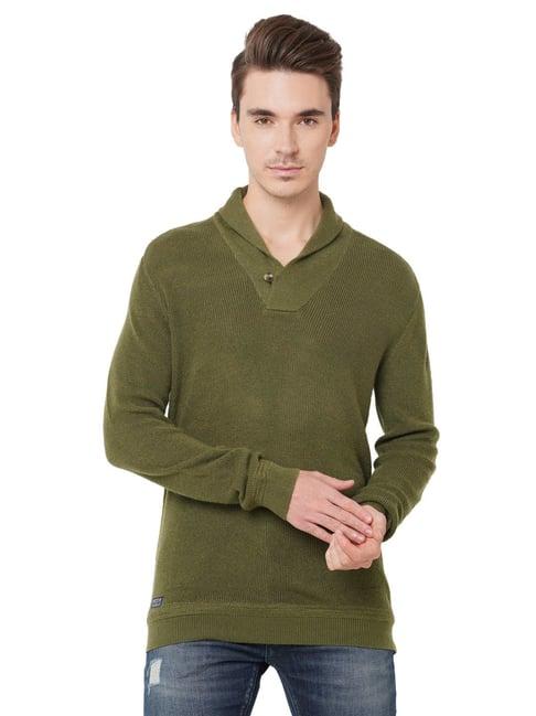 pepe jeans olive green regular fit sweater