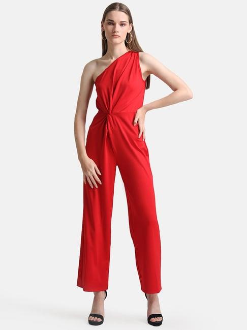 kazo red one shoulder jumpsuit