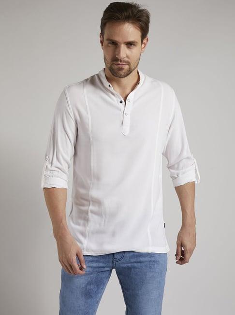 identiti white tapered fit short kurta