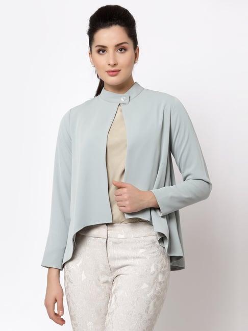 office & you pewter blue full sleeves jacket