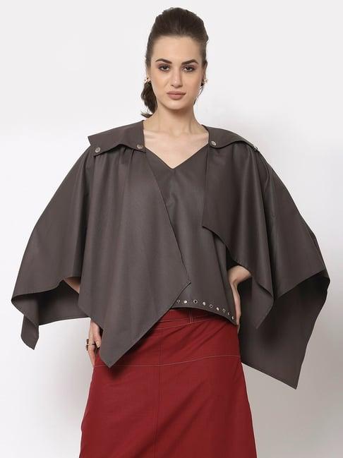 office & you dark grey bell sleeves cape