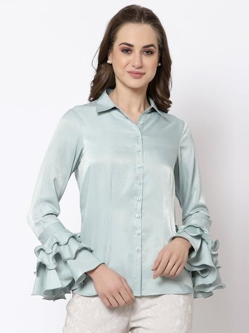 office & you blue full sleeves shirt