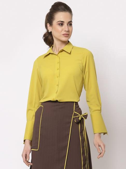 office & you yellow full sleeves shirt