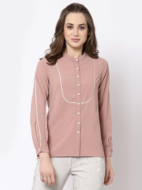 office & you peach full sleeves shirt