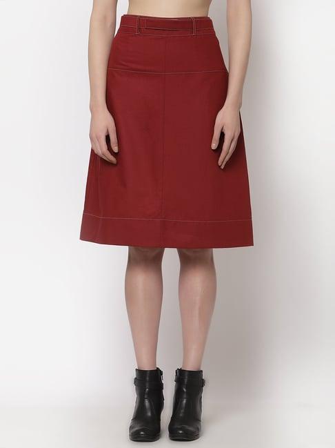 office & you red knee length skirt