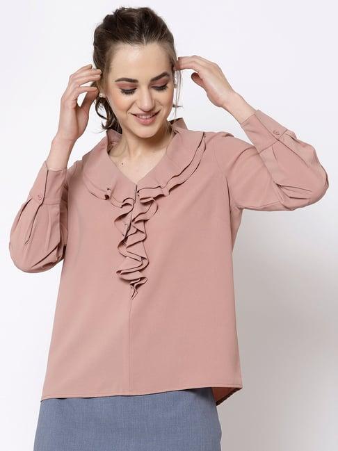 office & you peach v neck top