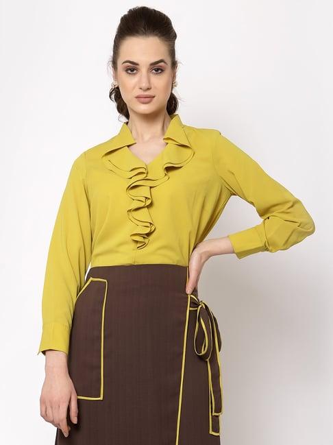 office & you yellow v neck top