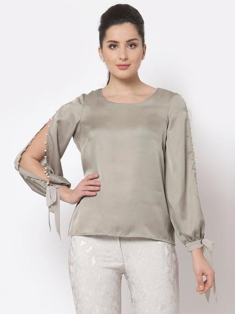 office & you grey round neck top