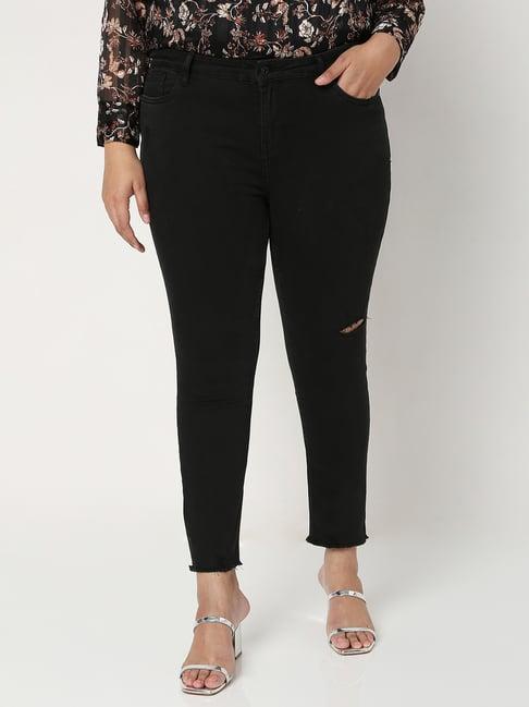 vero moda curve black lightly washed jeans