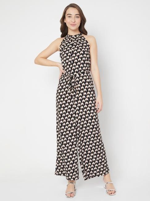 vero moda black printed jumpsuit