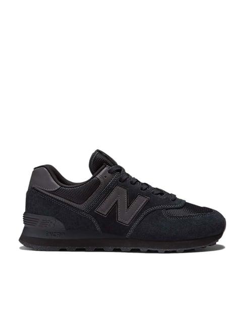 new balance men's 574 charcoal black casual sneakers