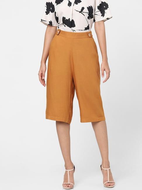 vero moda brown regular fit crop pants