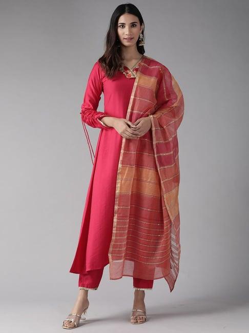 indo era pink embellished dupatta