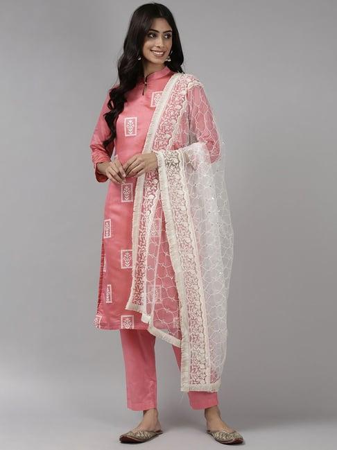 indo era white embellished dupatta