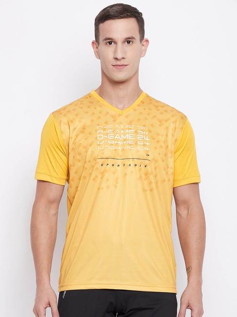 duke mustard v neck t-shirt