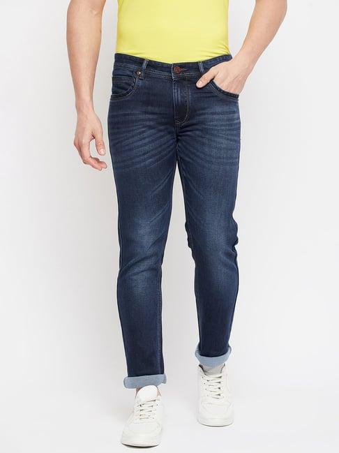 duke dark blue slim fit lightly washed jeans