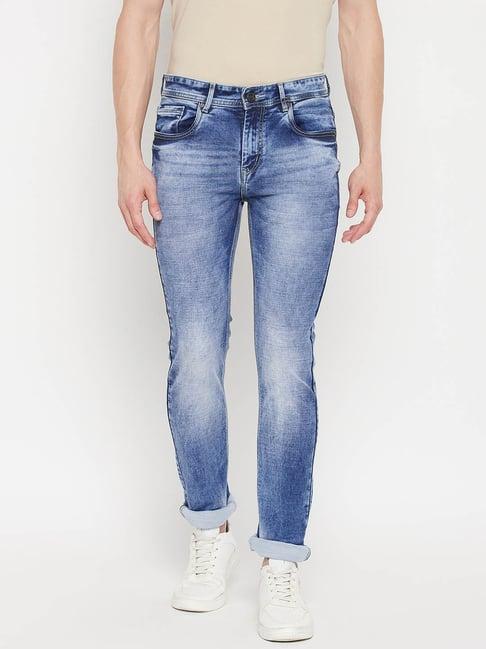 duke light blue slim fit heavily washed jeans