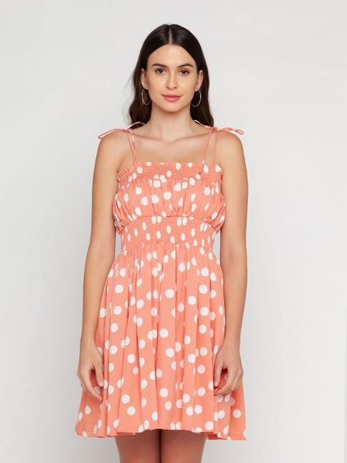 zink london peach & white polka dot dress