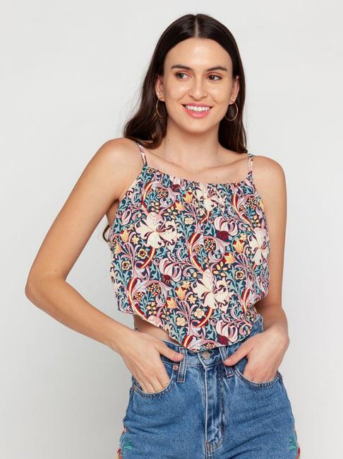 zink london multicolored floral print crop top