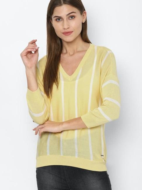 allen solly yellow striped top