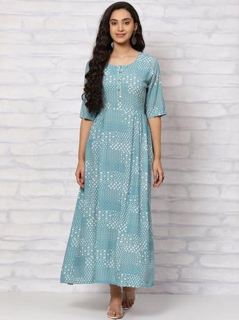 rangriti green printed maxi dress