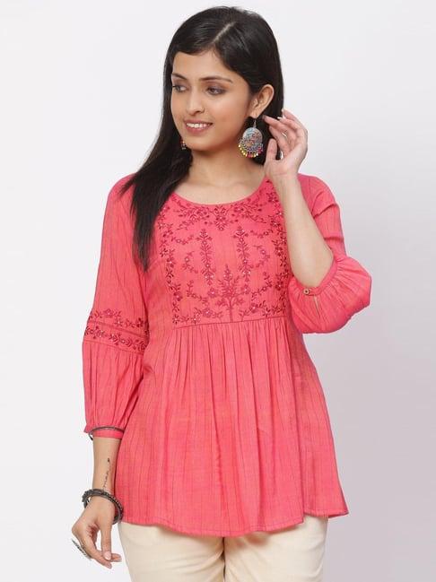 rangriti pink embroidered top