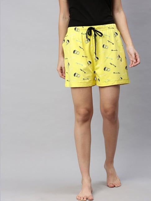 quarantine yellow printed shorts