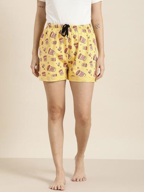 quarantine yellow printed shorts